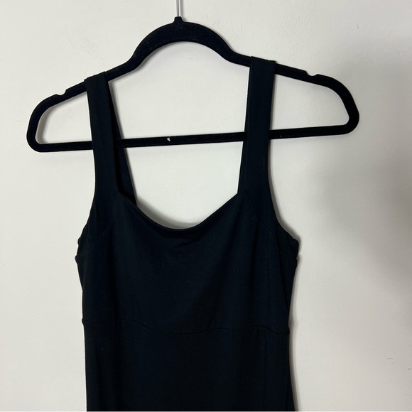 Good American Tank Dress 90s Square Neck Sleeveless Black Classic Stretch 622 - Picture 3 of 9